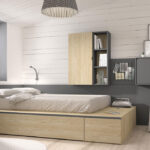 Dormitorio juvenil con cama bloc 12c-0001 color gris pizarra y montana vista completa