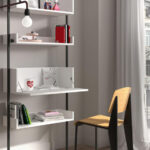 Mueble escritorio abatible 13a-0001 color blanco y negro vista general abierto