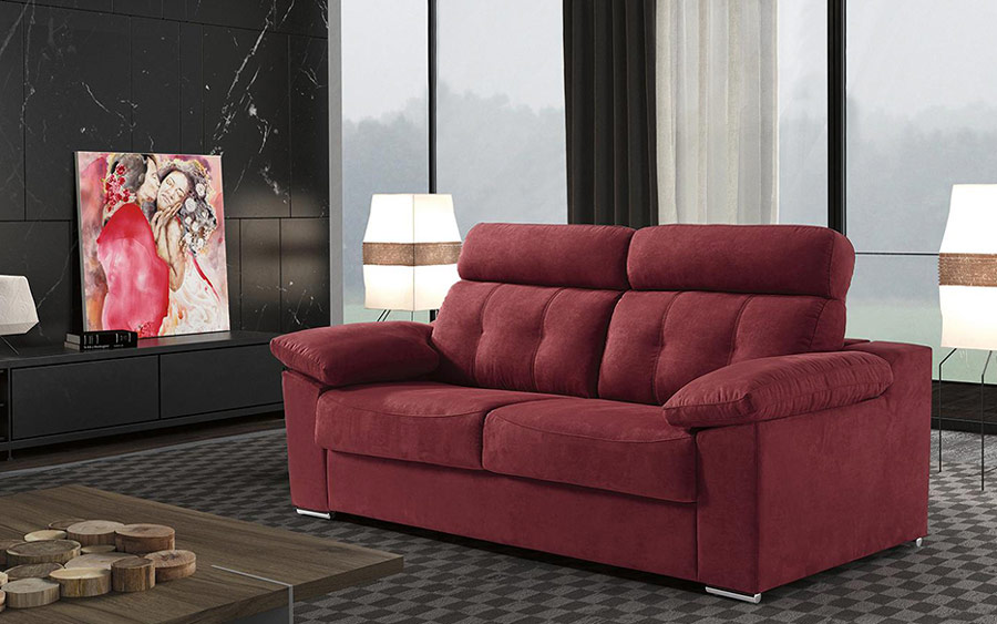 Sofá cama 2-3 plazas 10e-0001 color rojo vista de ambiente
