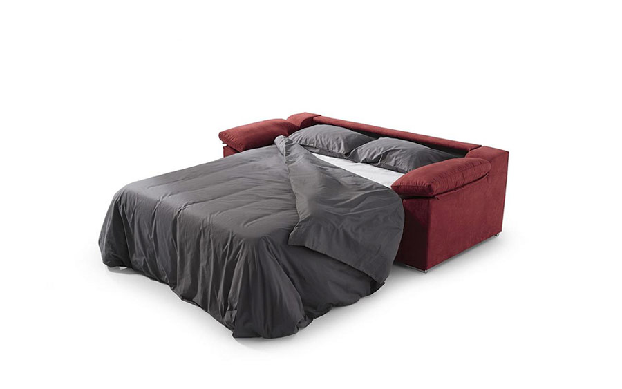 Sofá cama 2-3 plazas 10e-0001 color rojo vista técnica de la cama
