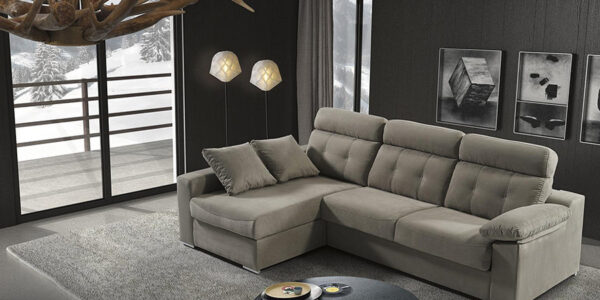 Sofá cama chaiselongue 10e-0001 color gris vista de ambiente