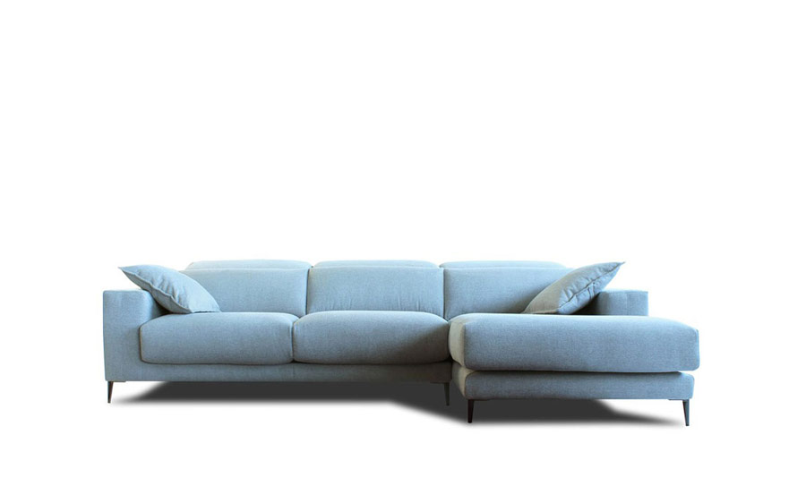Sofá chaiselongue con asientos deslizantes 10b-0001 color azul vista técnica frontal