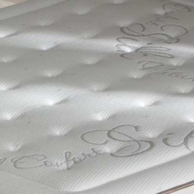tapizado de colchon con nucleo flexible viscoelastico 16ac-0001 beige y blanco vista detalle