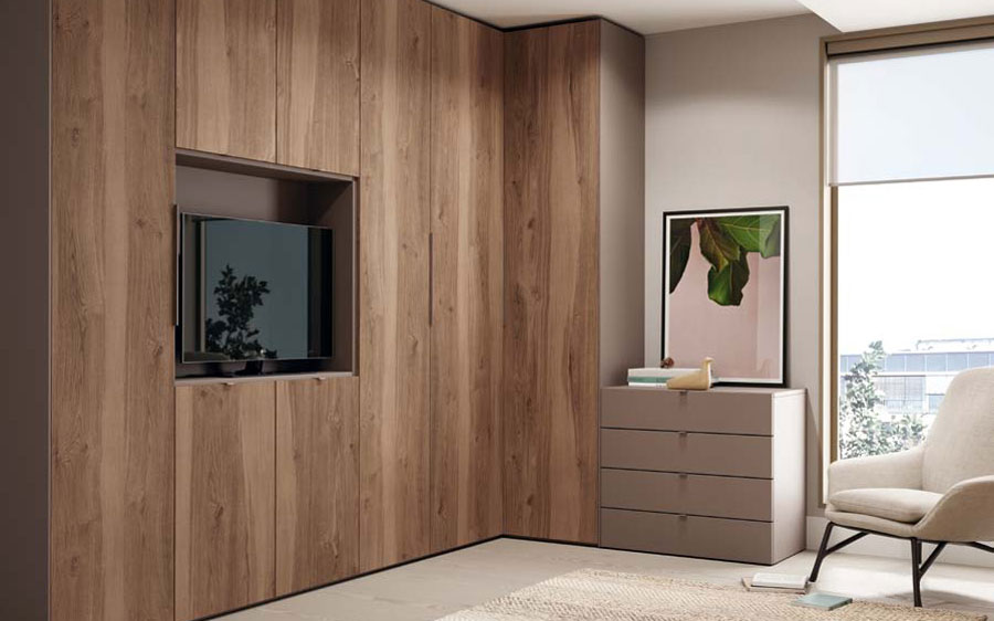 Armario tv de dromitorio juvenil con cama abatible vertical 12d-0012 color madera vista de detalle
