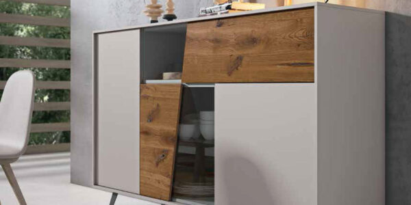 Mueble auxiliar buffet 13c-0007 combinado madera y beige vista general