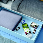 Cajón de dormitorio kids con cama bloc 12c-0007 color azul y mostaza vista de detalle