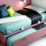 Cama de dormitorio juvenil 12b-0005 color rosa y blanco vista de detalle