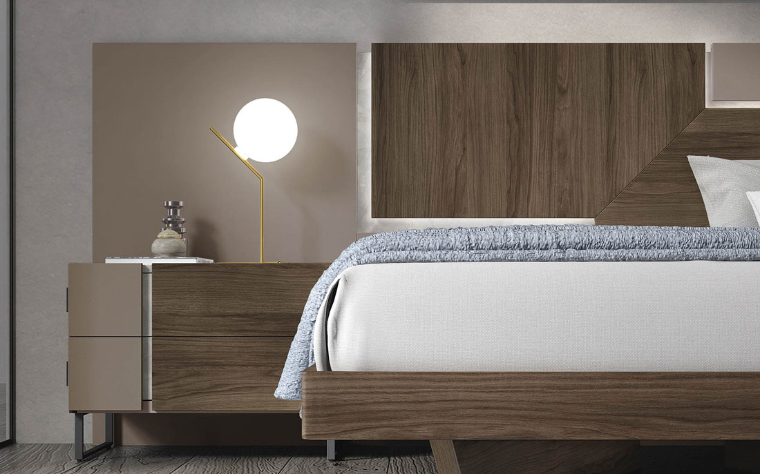 Cama de dormitorio 11a-0019 color beige y madera vista de detalle