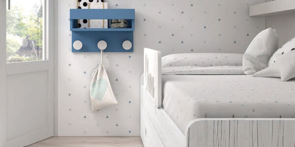 Cama nido de dormitorio infantil 12a-0003 color michigan y blanco vista de detalle frontal