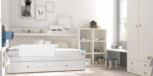Cama nido de dormitorio infantil 12a-0003 color michigan y blanco vista general