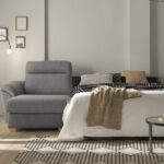 Sofá cama chaise longue 10e-0006 color gris vista detalle de cama