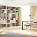 Mobiliario de despacho en casa 13a-0003 color beige y roble vista completa