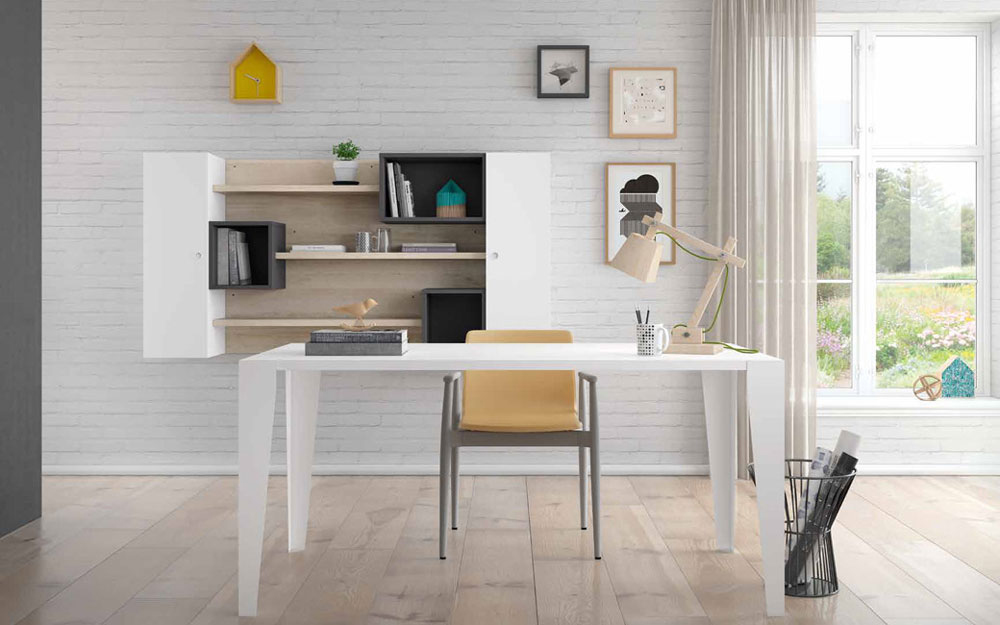 Mobiliario de despacho en casa 13a-0003 color blanco vista frontal