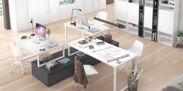 Mobiliario de despacho en casa 13a-0003 color blanco y gris vista general top
