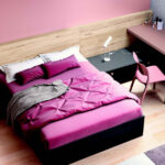 Dormitorio juvenil 12f-0008 color rosa y madera vista top