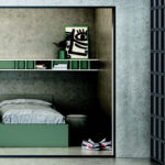 Dormitorio kids con cama bloc 12c-0008 color blanco y verde vista general