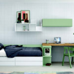 Dormitorio kids con cama bloc 12c-0009 color blanco y verde vista frontal