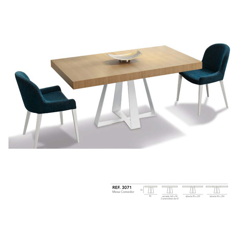 Ficha técnica de mesa de comedor blanco y madera 14b-0013