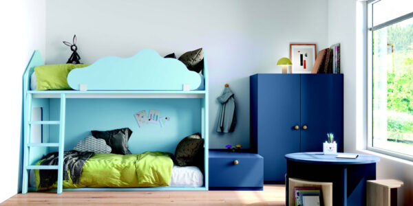 Habitación kids con litera 12e-0009 color azul vista completa