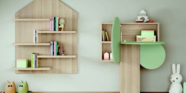 Muebles de habitación kids 12i-0004 verde y madera vista de detalle