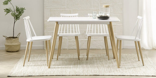 Mesa de cocina 15b-0005 blanco y madera vista de ambiente frontal
