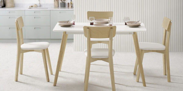 Mesa de cocina 15b-0005 blanco y madera vista de ambiente