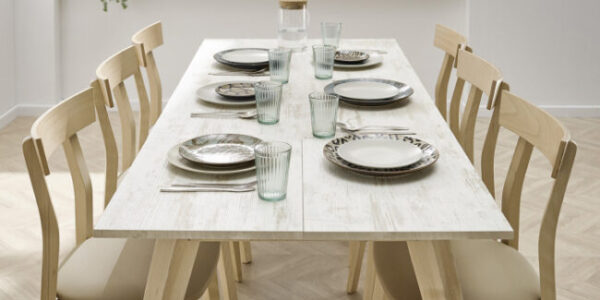 Mesa de cocina 15b-0006 beige y madera vista ambiente lateral