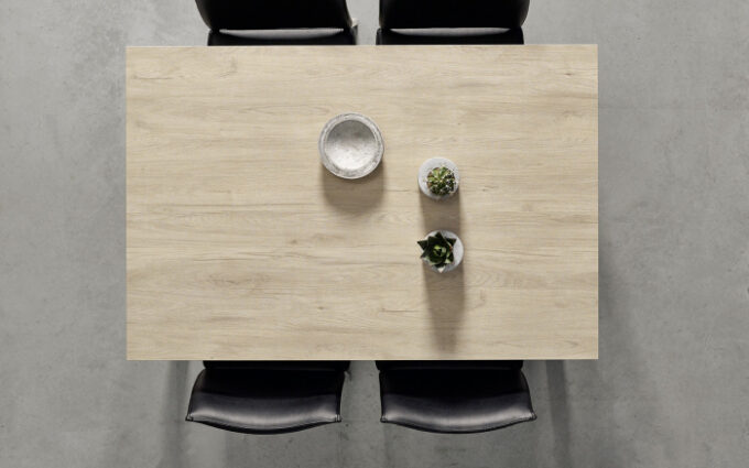 Mesa de cocina extensible 15b-0007 gris y madera vista top