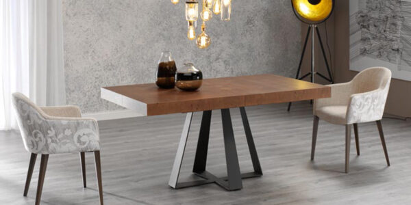 Mesa de comedor extensible 14b-0013 color negro y madera vista ambiente