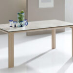 Mesa de comedor extensible 14b-0015 color beige y madera vista ambiente