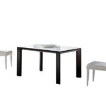 Mesa de comedor 14b-0015 color negro y blanco vista técnica