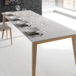 Mesa de comedor extensible 14b-0017 color gris y madera vista ambiente