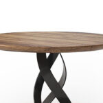 Mesa de comedor redonda 14b-0022 de madera con negro vista de detalle