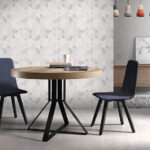 Mesa de comedor redonda extensible 14b-0007 color negro y madera vista ambiente