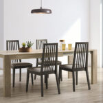 Mesa extensible y sillas de comedor 14b-0025 madera con negro vista ambiente