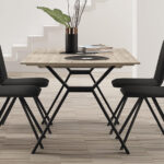 Mesa y sillas de comedor 14b-0027 color negro y madera vista ambiente lateral