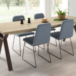 Mesa y sillas de comedor 14b-0027 color gris y madera vista ambiente