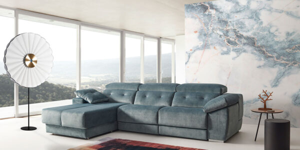 Sofá relax chaise longue 10b-0003 azul vista ambiente