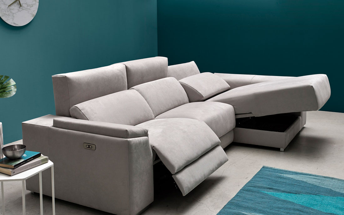 Sofá chaise longue 10b-0007 color gris vista detalle deslizante y arcón