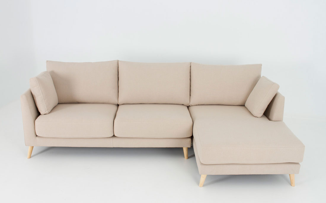 Sofá chaise longue 10b-0021 color beige vista técnica frotnal